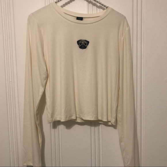 Wild Fable Long Sleeve Pug Crop Top Ivory Large - Picture 6 of 16